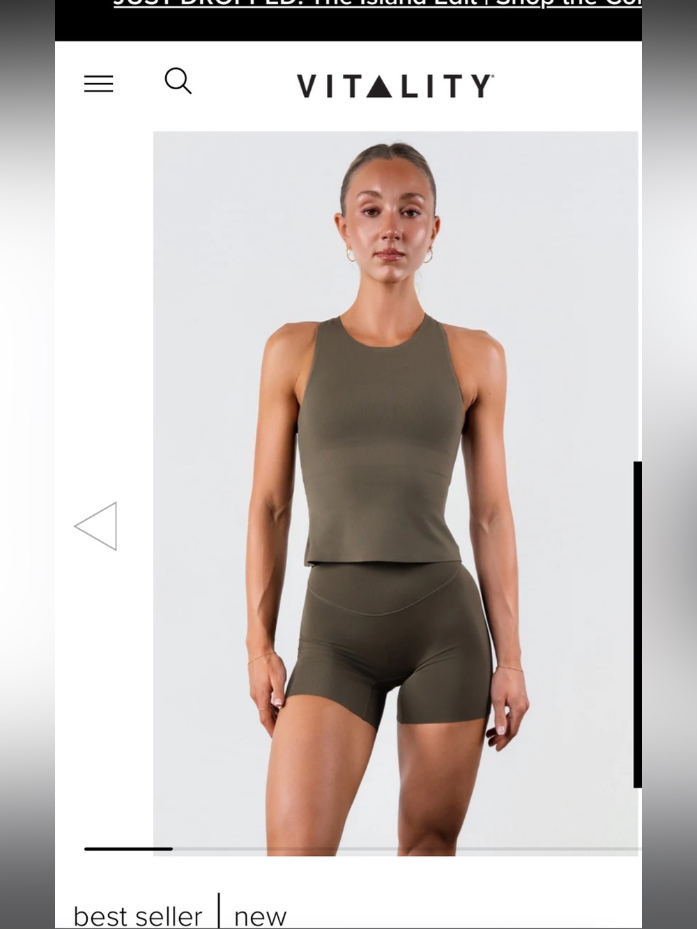 Vitality Pulse Set — Coffee Tank + Volley Shorts — Size S — Brand New Sealed